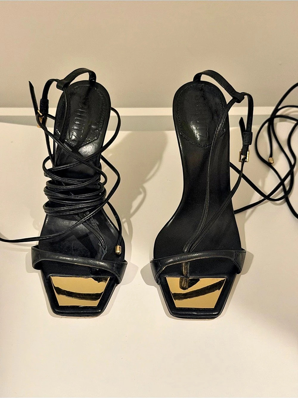 Schutz Black Strappy Heels